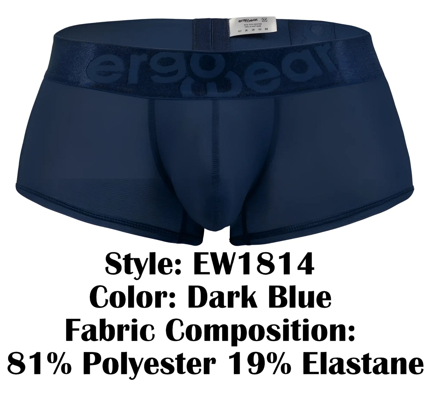 Dark blue ergo wear ew1814 max bold se ergonomic briefs with stretchy waistband and embossed logo