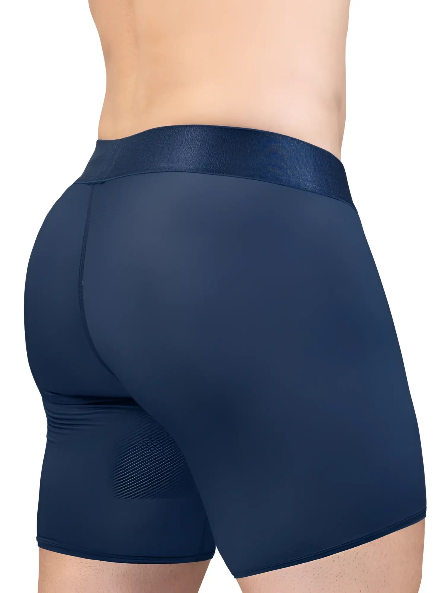 Navy blue seamless boxer briefs with textured waistband by ergowear ew1815 max bold se in dark blue fabric