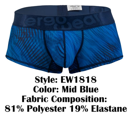 Mid blue ergo wear ew1818 max bold se boxer briefs with textured fabric and elastic waistband logo