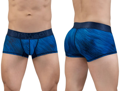 ErgoWear ew1818 max bold se trunks in mid blue feature blue patterned men’s boxer briefs with a textured waistband