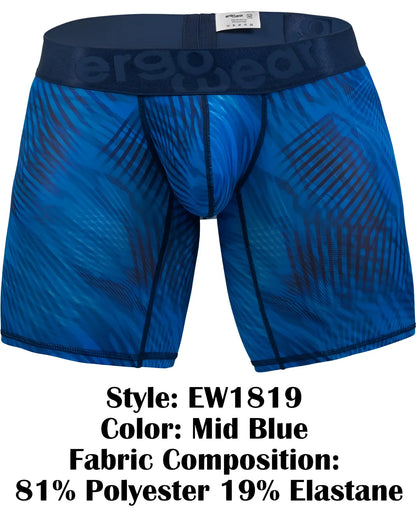 Mid blue ergo wear ew1819 max bold se boxer briefs with dynamic geometric pattern and ergobed elastic waistband