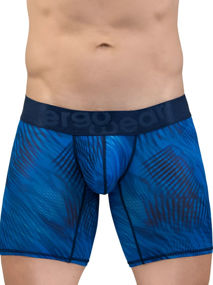 Ergowear ew1819 max bold se boxer briefs in mid blue with blue patterns and dark blue aerogear waistband