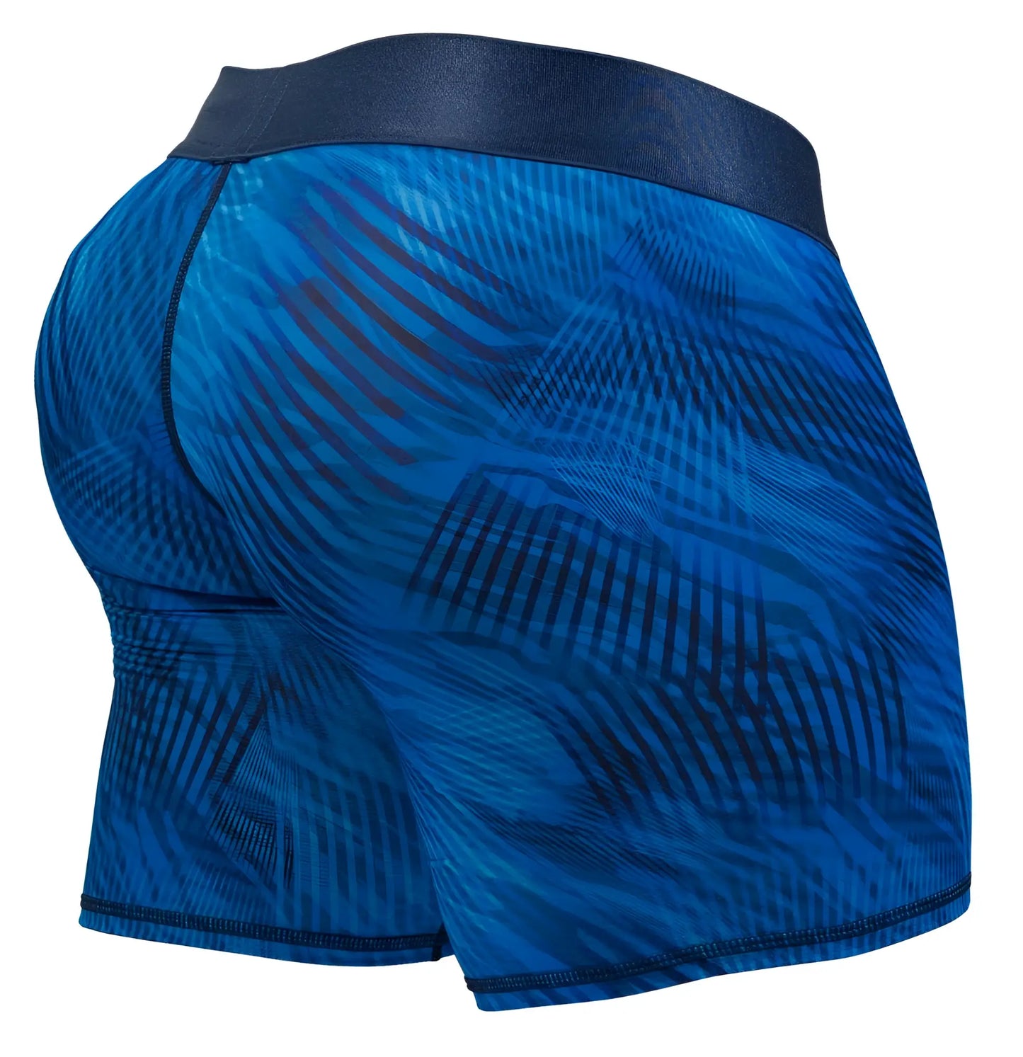 Blue patterned mid blue ergoWear ew1819 max bold se boxer briefs with dark blue elastic waistband for comfort