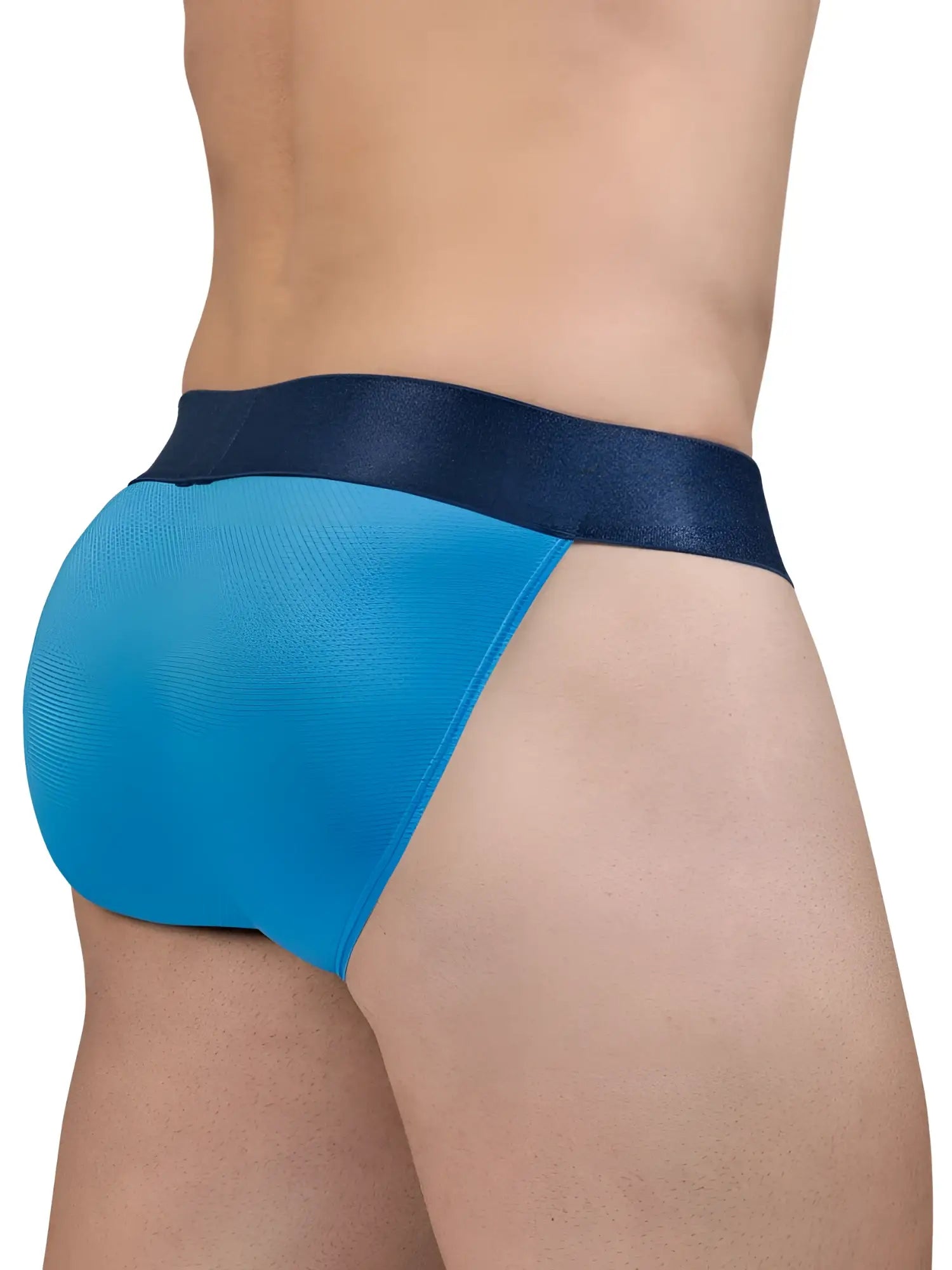 Ergo wear ew1821 max bold se bikini athletic briefs in river blue with dark navy elastic waistband