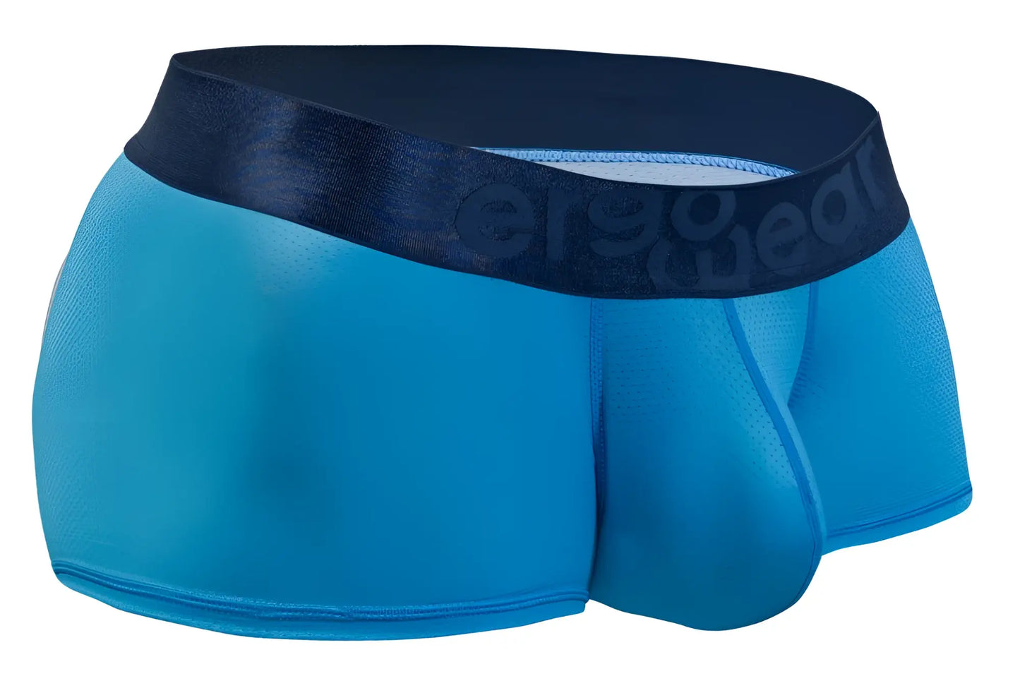 Bright blue form-fitting men’s briefs with dark navy ergo wear waistband men’s ew1822 max bold se trunks river blue