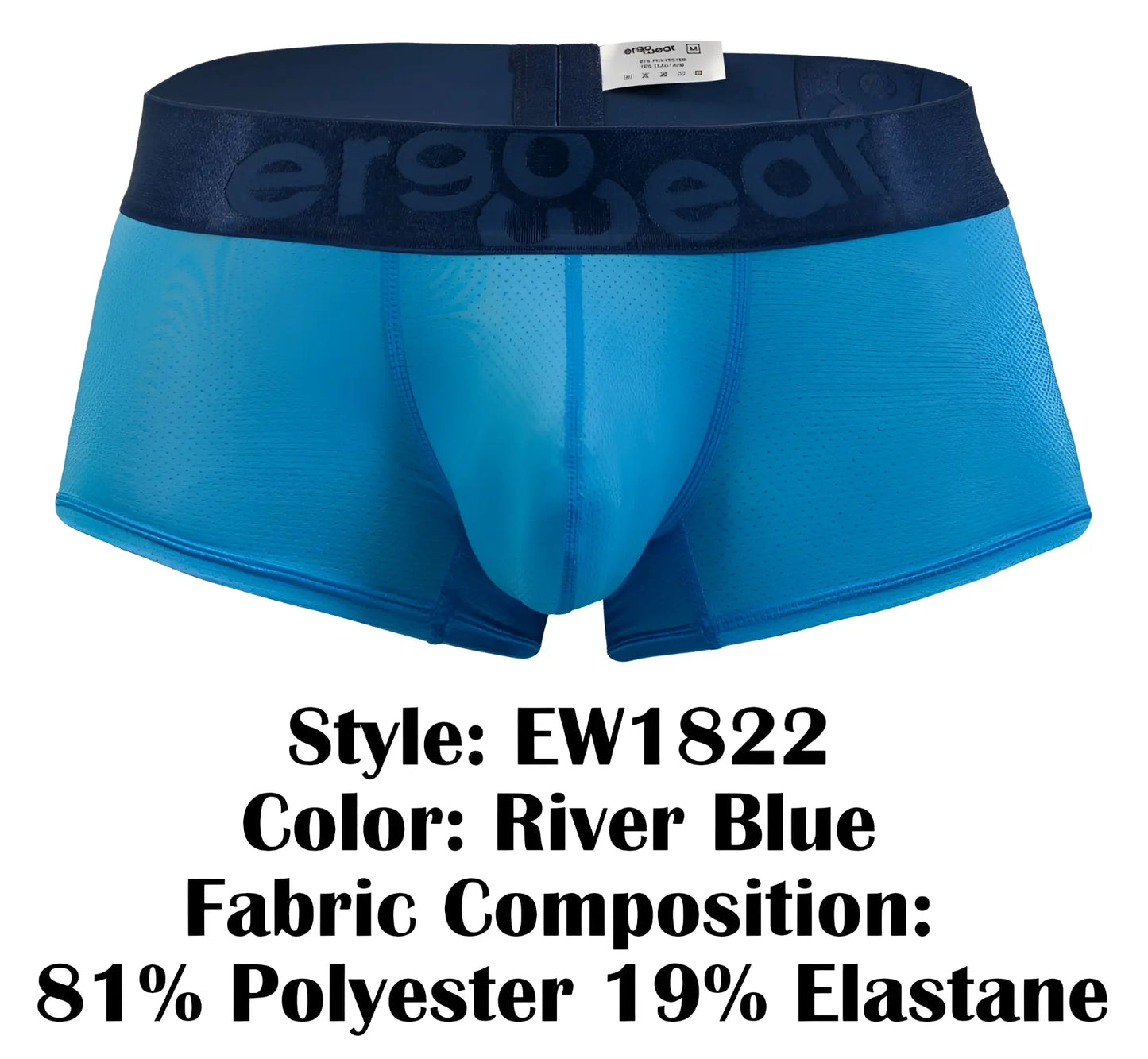River blue men’s briefs in breathable mesh fabric with elastic waistband featuring ergowear logo from ew1822 max bold se trunks
