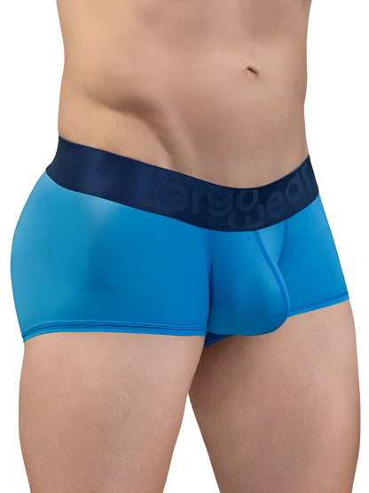 Blue sheer men’s briefs with dark blue elastic waistband featuring ergo wear logo from ErgoWear EW1822 MAX BOLD SE trunks