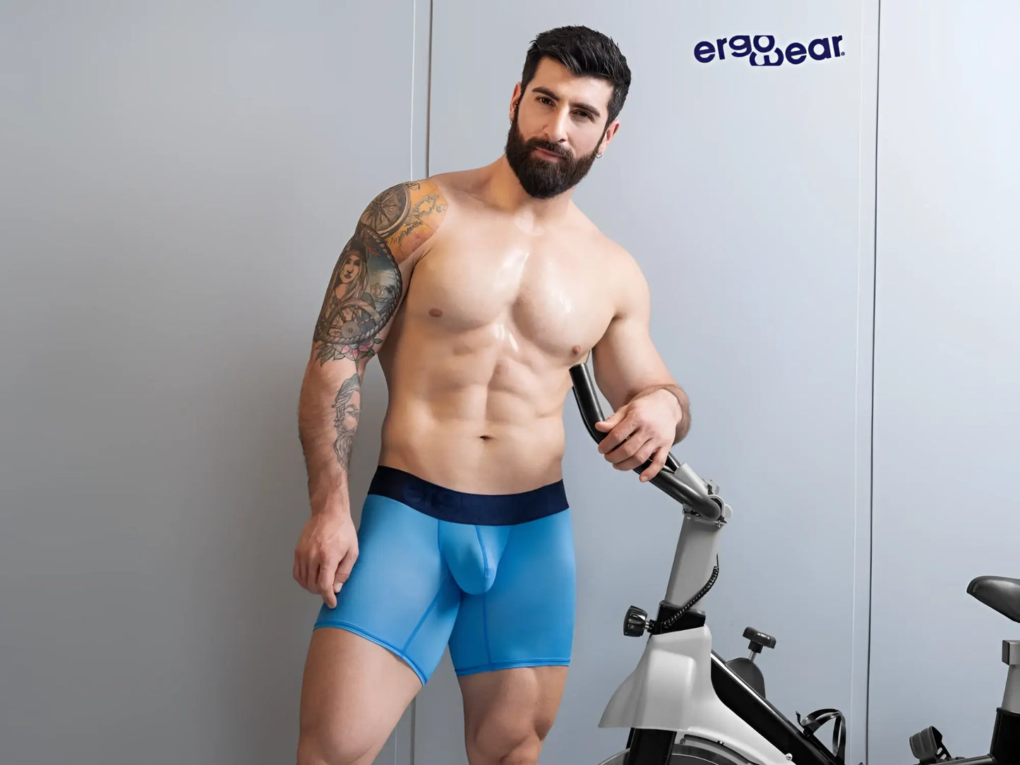 Blue ergo wear ew1823 max bold se boxer briefs with black waistband designed for athletic comfort