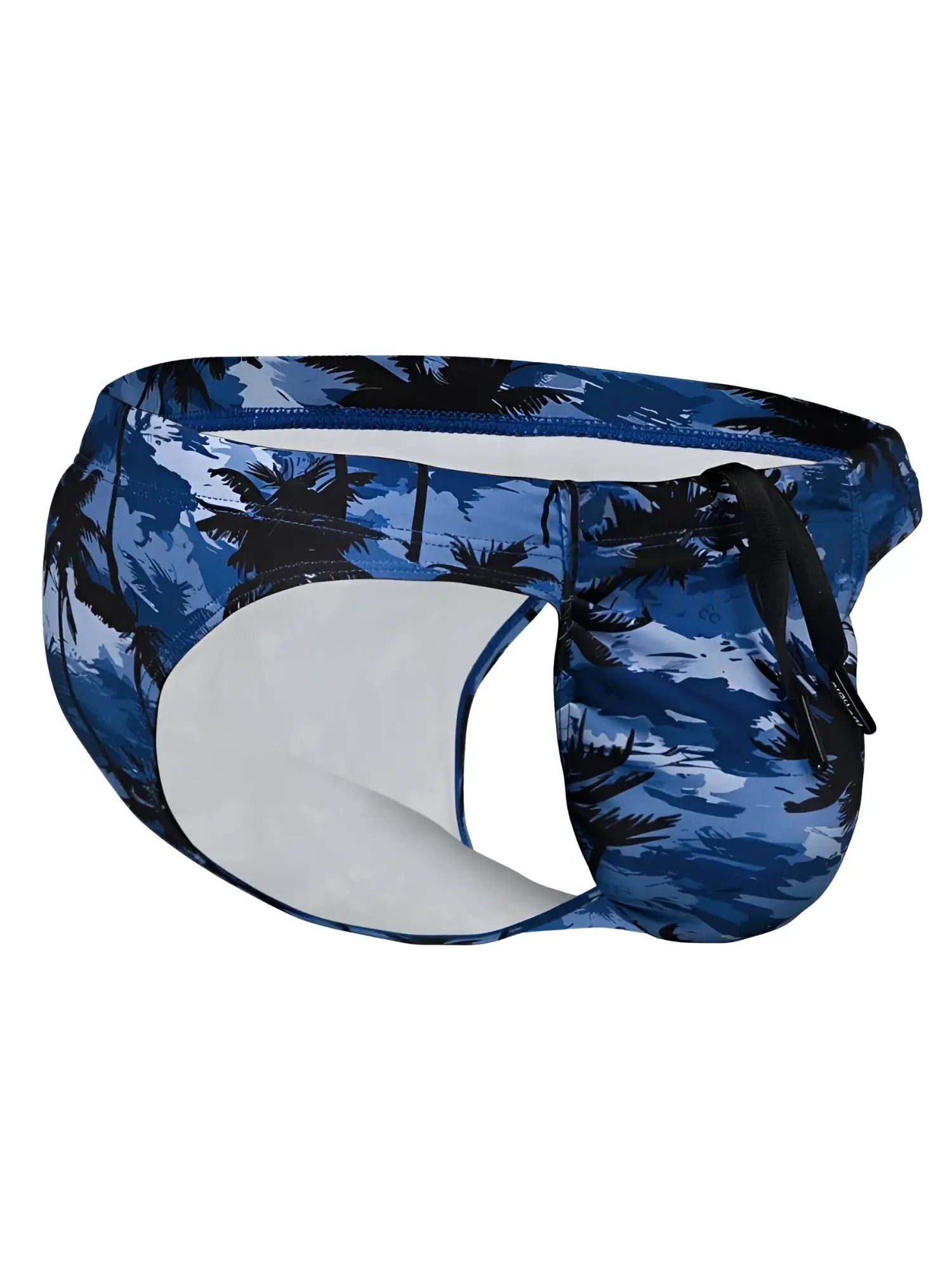 Ergowear ew1824 feel sw swim bikini in dark blue with blue and black palm pattern and white interior lining