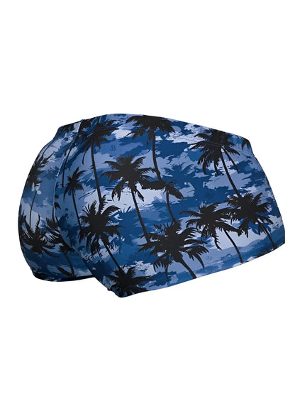 ErgoWear ew1825 FEEL SW dark blue and black palm tree patterned swim trunks designed for comfortable swimming