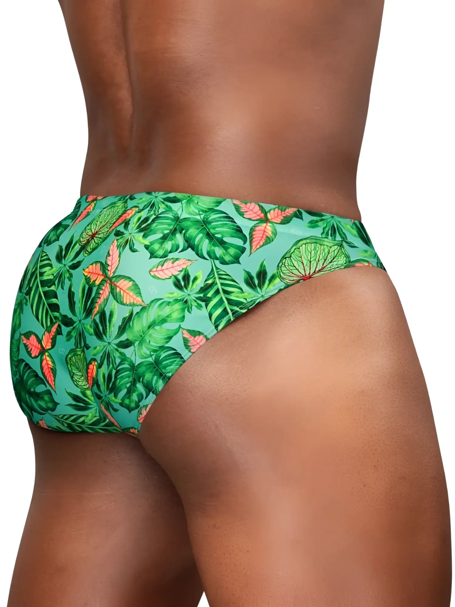ErgoWear ew1828 feel sw aqua-leaves swim bikini with vibrant green tropical leaf pattern and coral accents