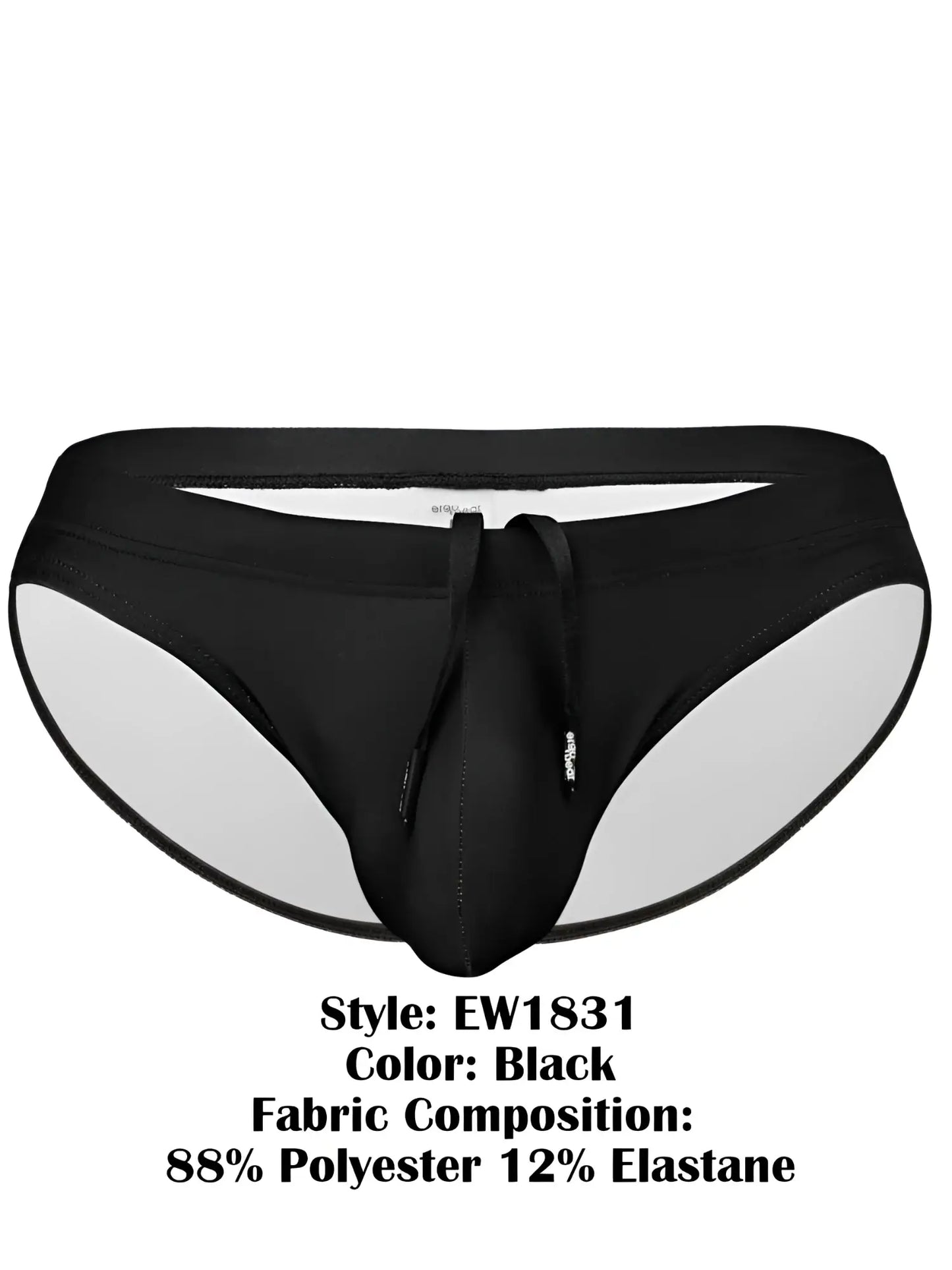 Ergo wear ew1831 x4d black men’s swim bikini with sleek form-fitting design and contrasting white inner lining
