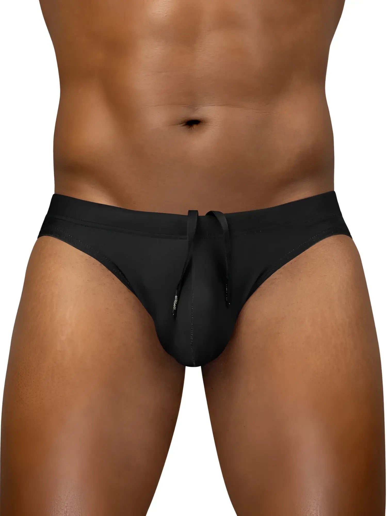Black mens swim trunks ergo wear ew1831 x4d sw bikini with drawstring waistband and contoured design in black