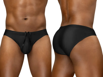ErgoWear ew1831 x4d sw black form-fitting swim bikini with drawstring waistband for comfortable water use