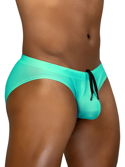 Turquoise mesh swim trunks with black drawstring by ergowear ew1837 x4d sw swim bikini in aqua color