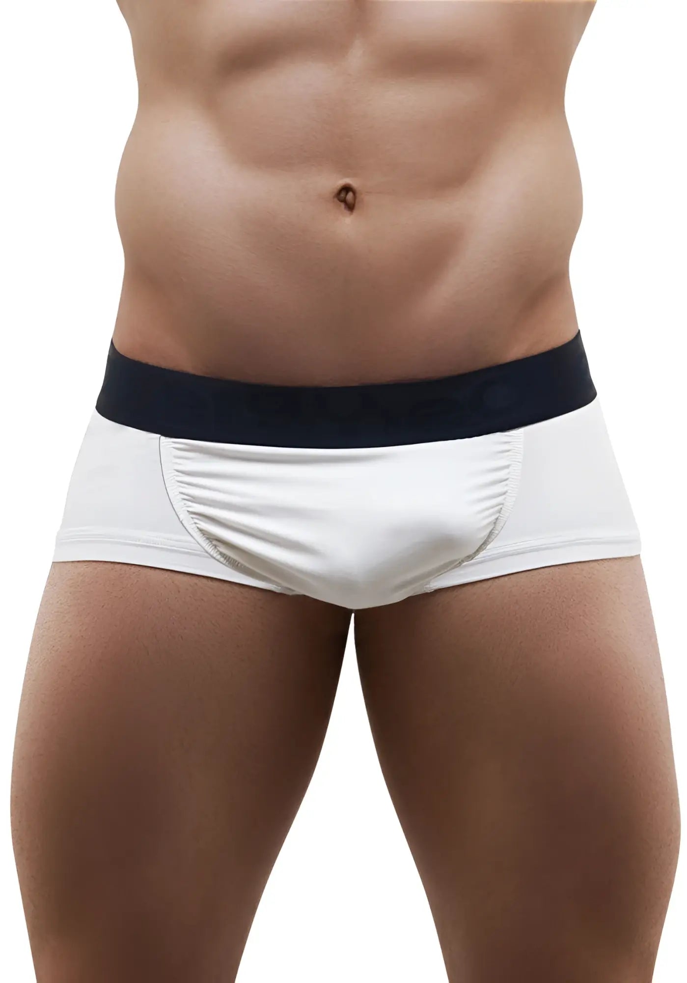 White ergowear feel xv boxer briefs with navy blue waistband designed for comfort in size small