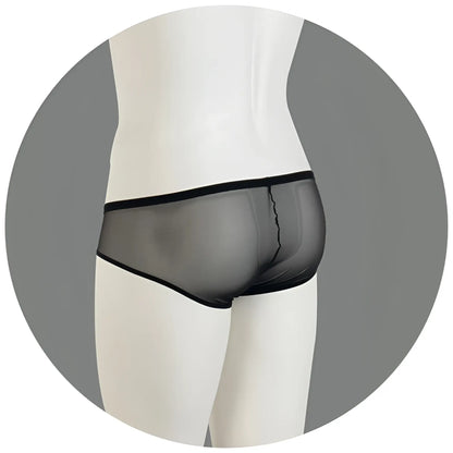 Black sheer mesh briefs with flock lace detailing from eros veneziani in blue size lxl with a sleek form fitting design