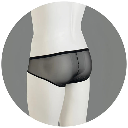 Black sheer mesh briefs with flock lace detailing from eros veneziani in blue size lxl with a sleek form fitting design