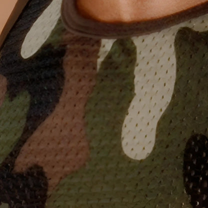 Es collection open lycra sleeveless t shirt in camouflage mesh fabric with green brown and beige tones size s