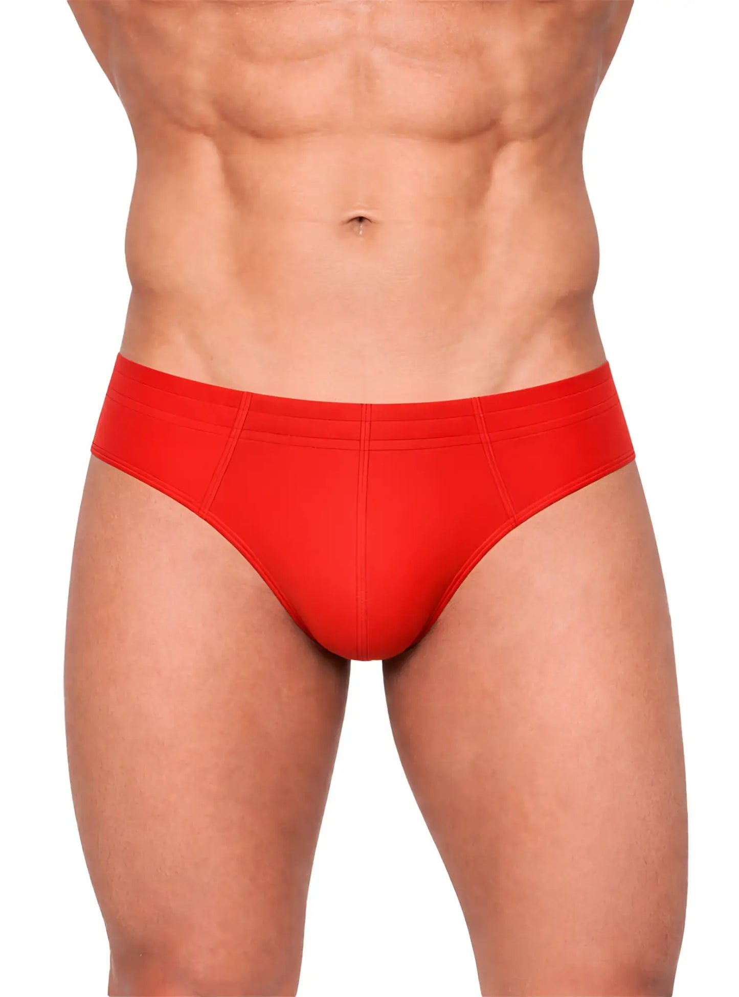 Red essential cotton brief with smooth form-fitting design made of soft breathable cotton for everyday comfort
