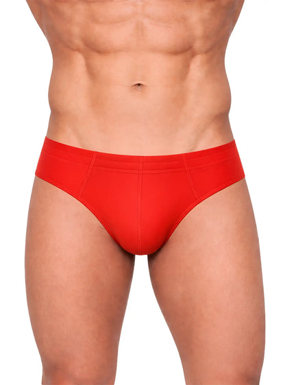 Red essential cotton brief with smooth form-fitting design made of soft breathable cotton for everyday comfort