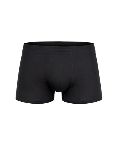 Black men’s Essential Trunk boxer briefs with smooth form-fitting design and elastic waistband in black