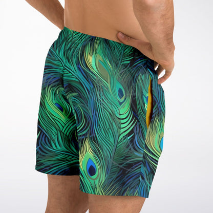Maris Equi Peacock Feather Print Swim Shorts / Trunks for Men
