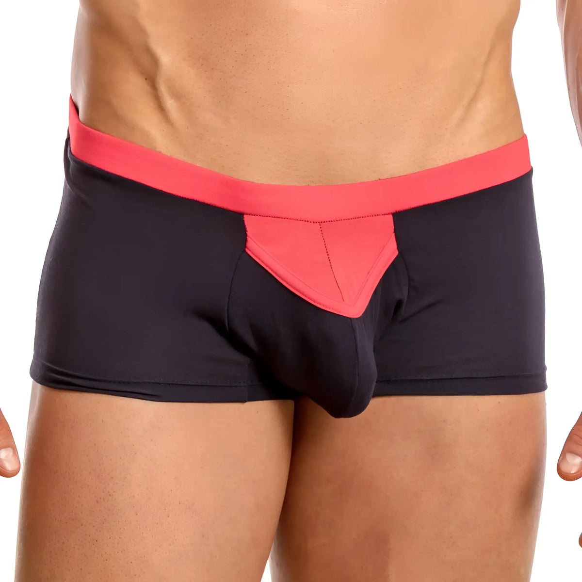 Feel feg020 boxer trunk menâ€™s briefs in black and red with pink waistband and triangular panel for comfortable fit