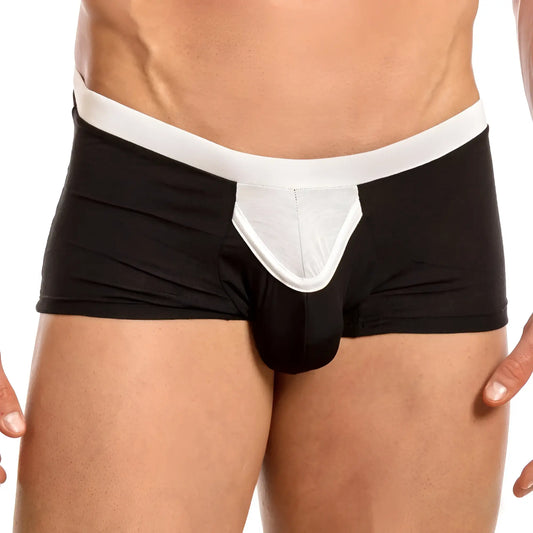 Feel feg020 boxer trunk menâ€™s briefs black and white with a contrasting white front panel for everyday comfort