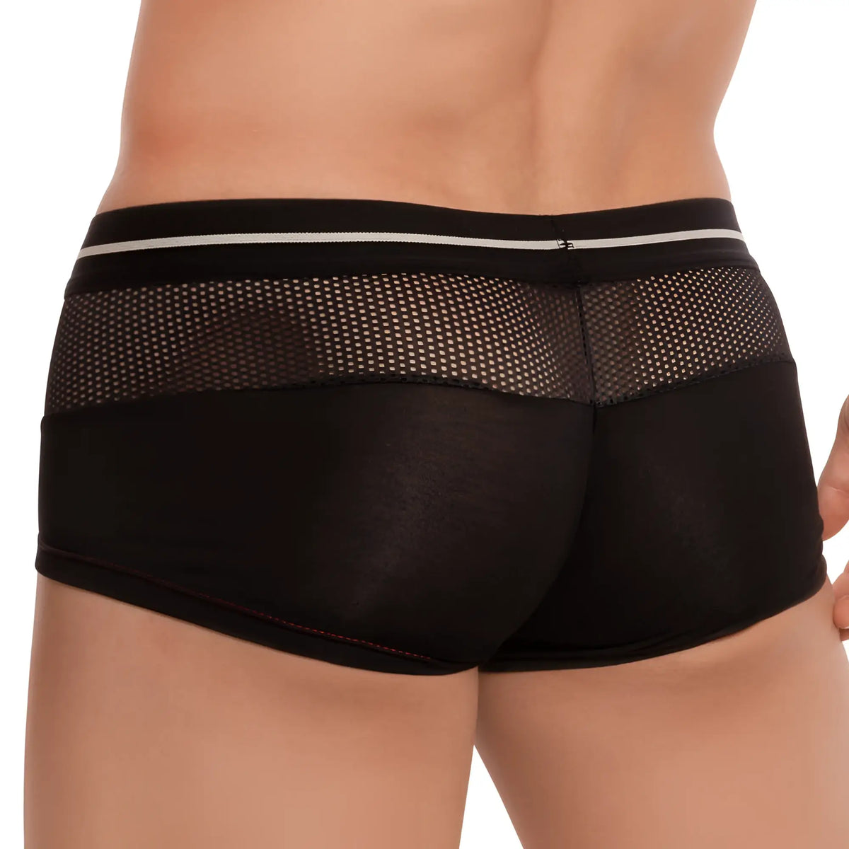 Feel feg022 boxer trunk black mesh briefs with white waistband stripe for comfortable everyday wear