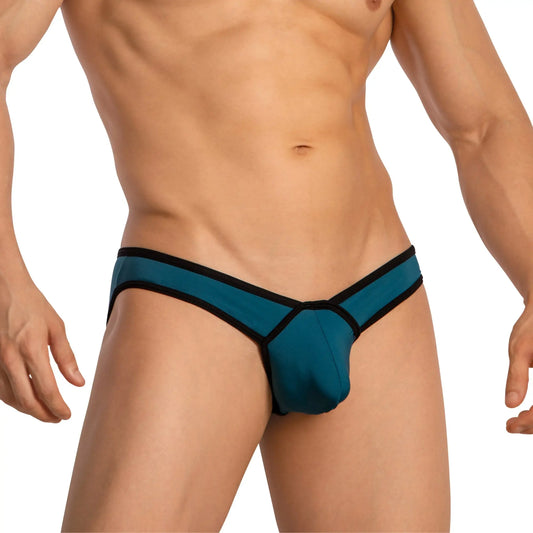 Feel fei022 bikini brief teal and black athletic briefs with contoured design for active wear