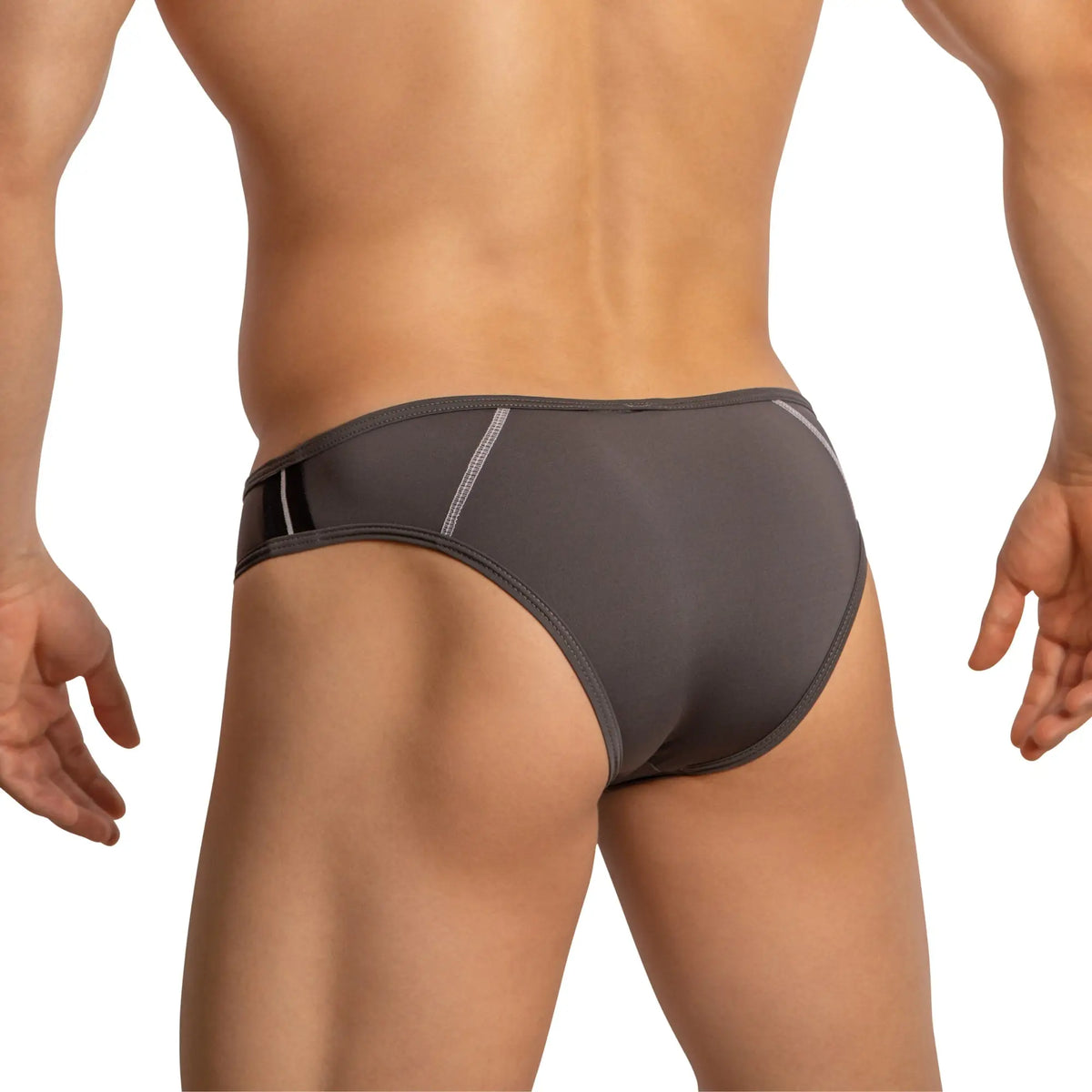 Dark gray feel fei024 bkini brief with sleek form-fitting design and subtle white stitching along the sides