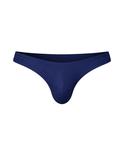 Navy blue Fizx full coverage men’s bikini thong made of smooth stretchy fabric with contoured design back view