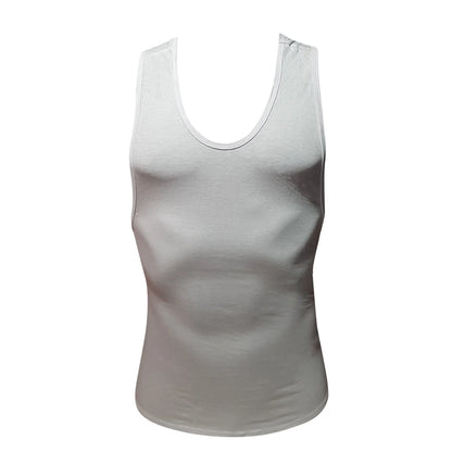 White fizx tank top sleeveless fitted design with rounded neckline made of breathable fabric for activewear