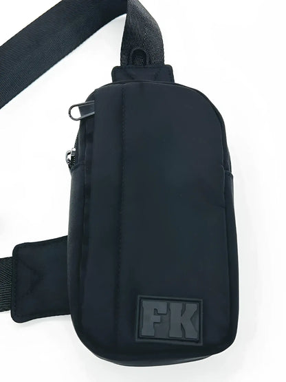 Black fk sport crossbody bag with sleek minimalist design and durable fabric for everyday use