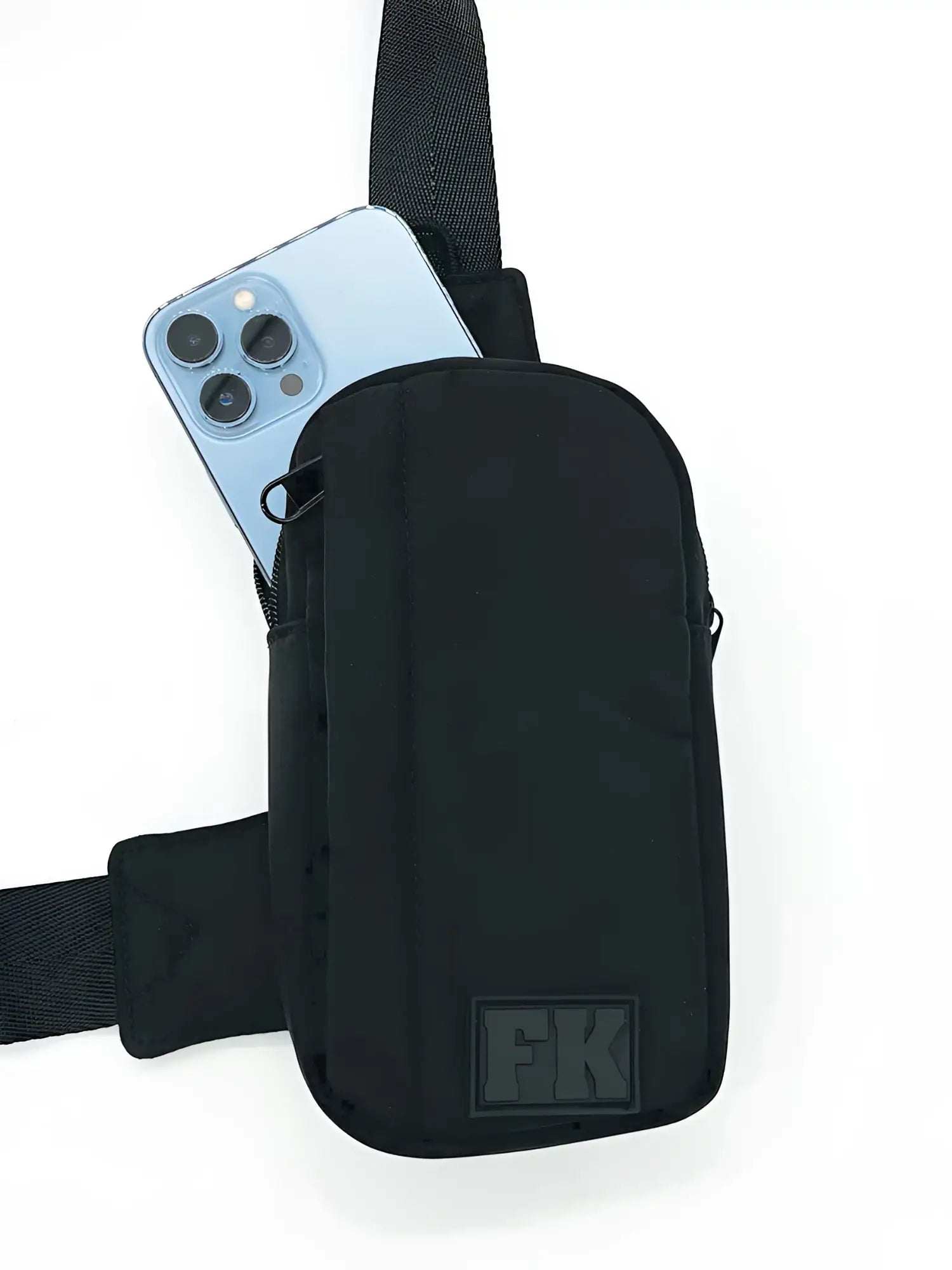 Black fk sport cross body bag with sleek minimalist design and durable fabric in a compact crossbody pouch style