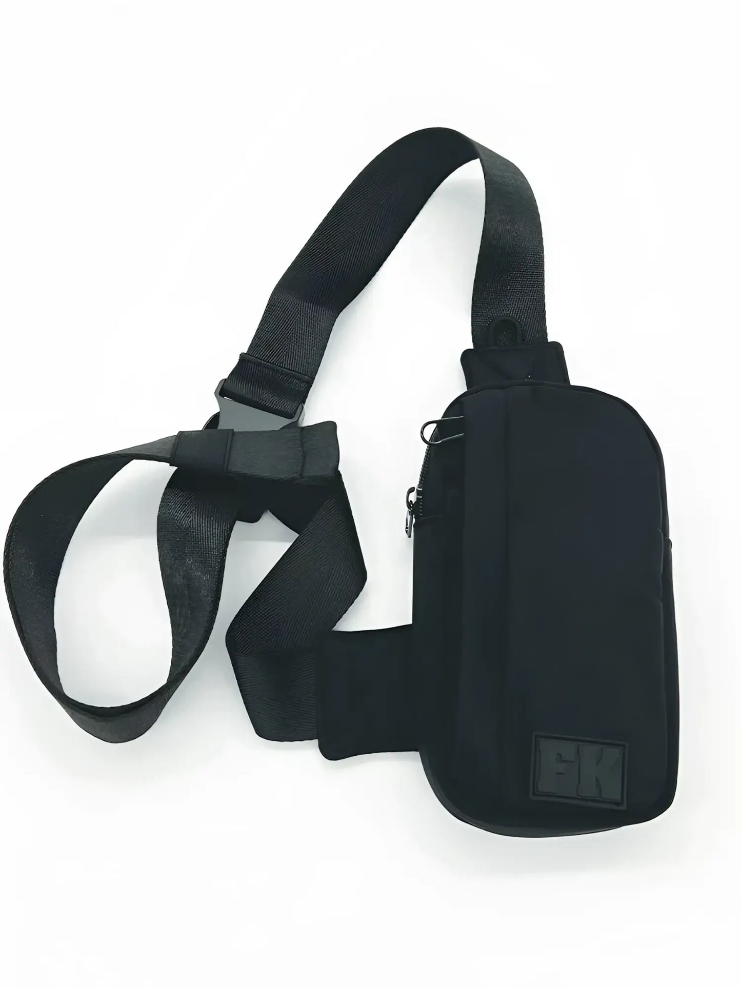Fk sport cross body bag black nylon with adjustable strap and zipper closure for secure carry