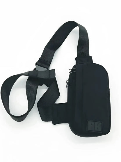 Fk sport cross body bag black nylon with adjustable strap and zipper closure for secure carry