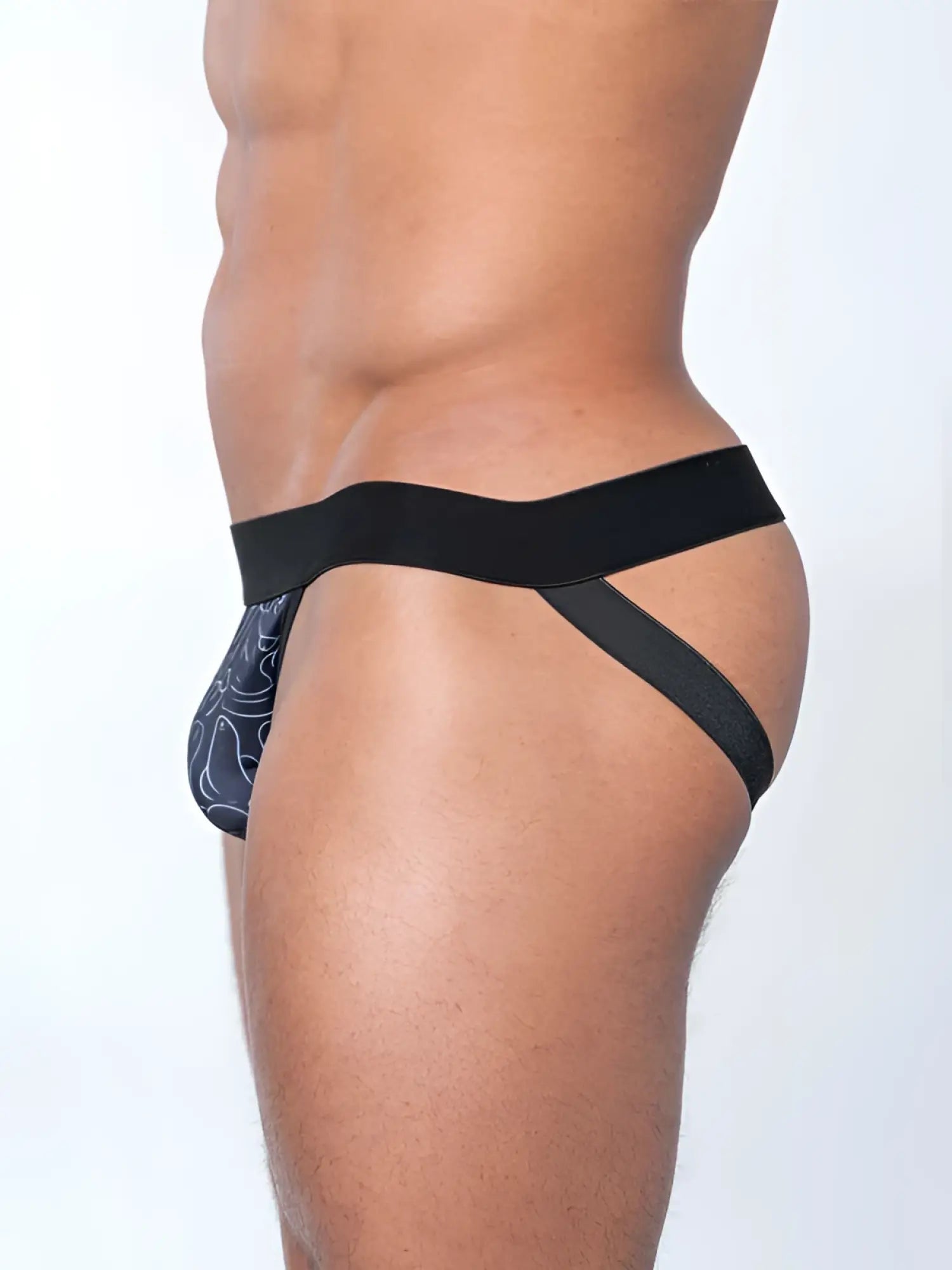 Fk sport penis print jock briefs in black and navy blue with a sleek patterned modern design