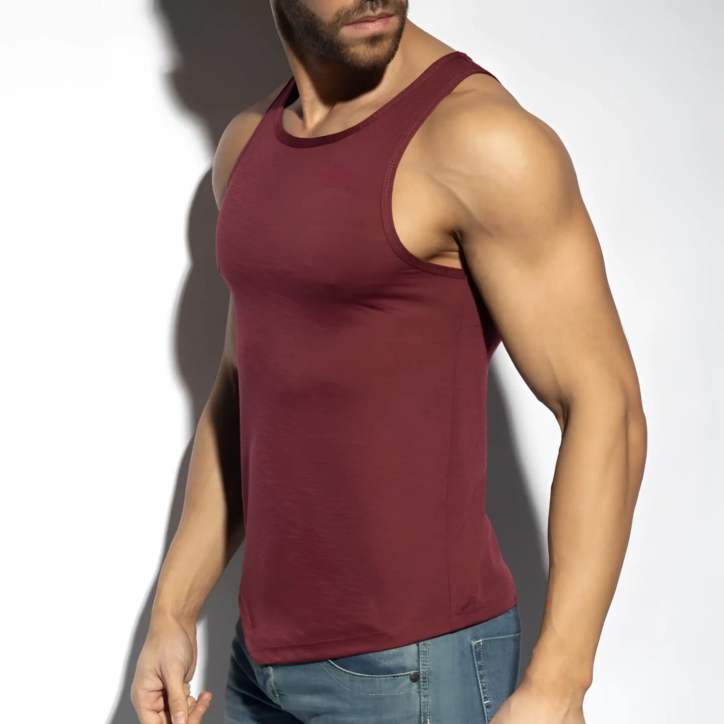A maroon flame tank top sleeveless with soft stretchy fabric round neckline and clean seams for comfortable wear