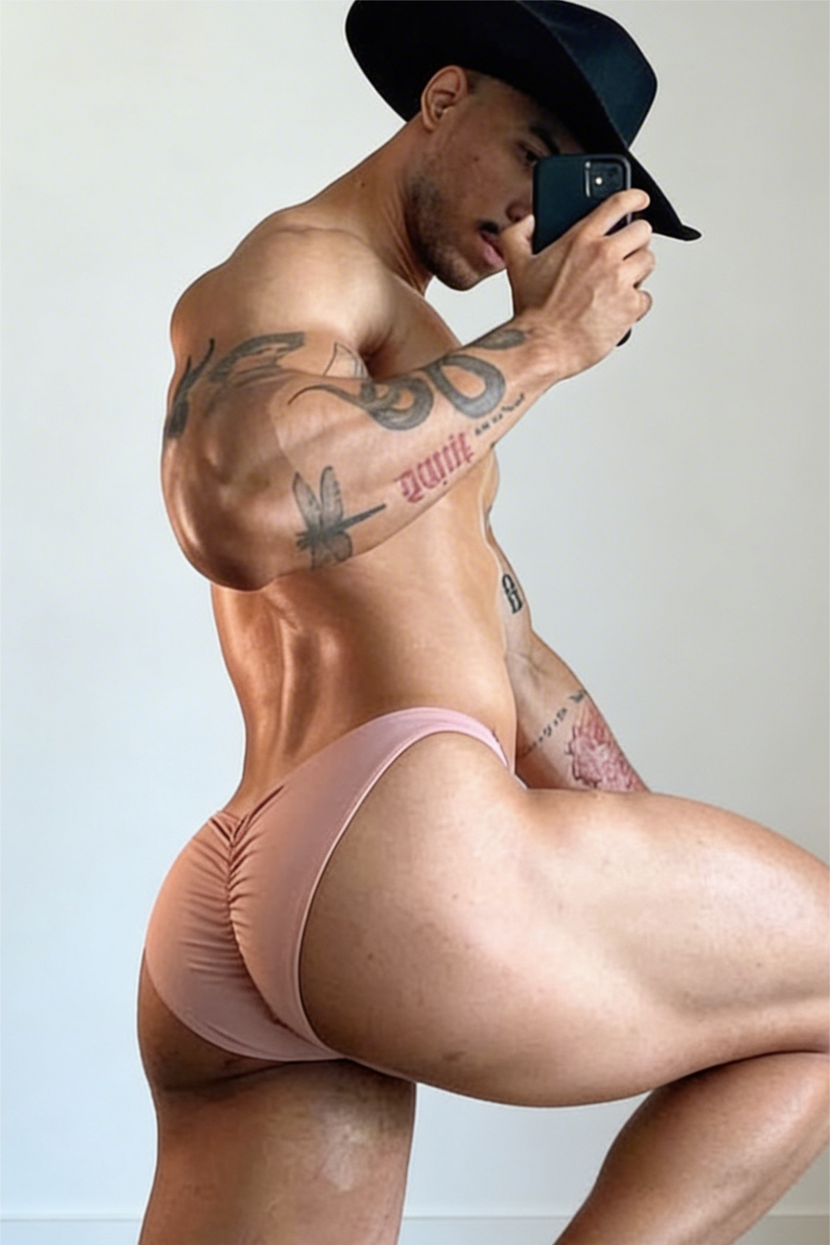 JJ Malibu Men's Classic Scrunch-Butt Swim Briefs - Nude Pink