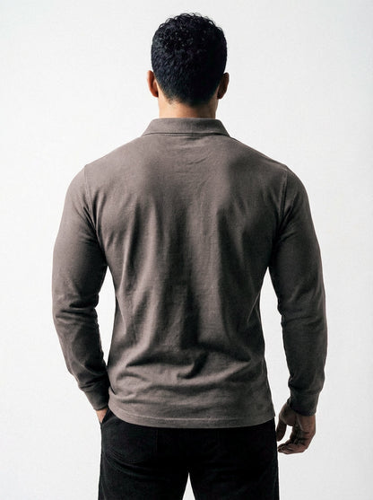 Jed North Men's Polo Button-Up Longsleeve - Cool Olive