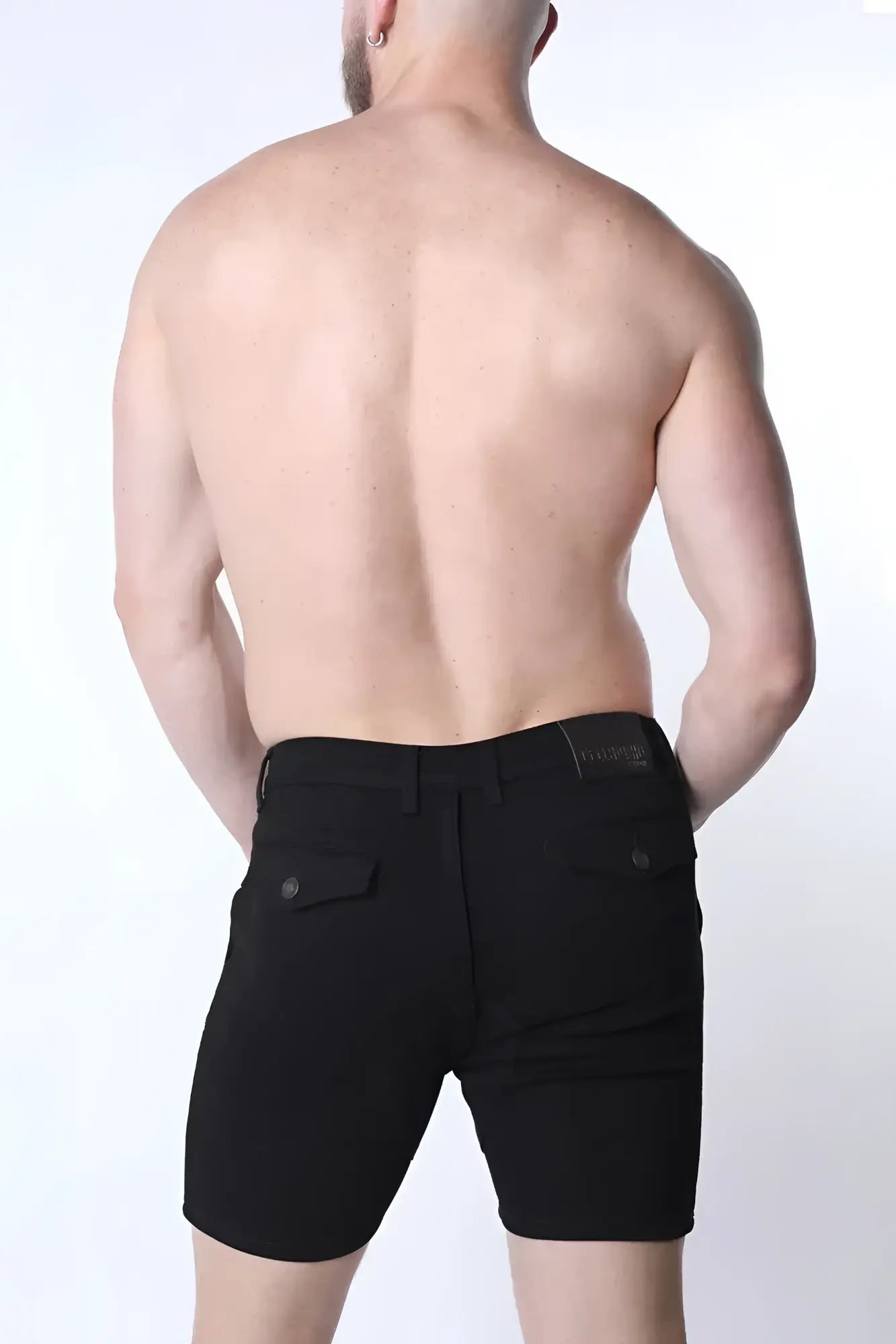 Black denim zipper shorts with sleek modern cut and subtle stitching details in full court denim zipper short