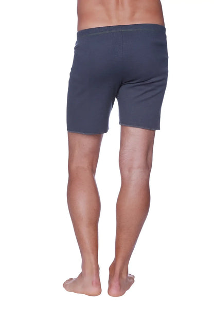 Fusion yoga short charcoal in dark gray textured fabric with a simple straight cut design for comfortable wear