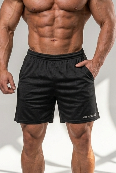 Jed North Men's Athletic Mesh Shorts - Black