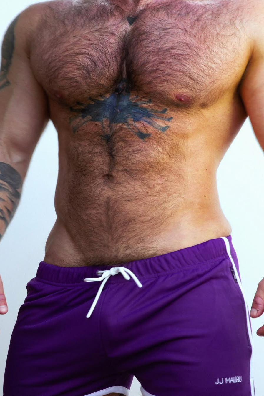 JJ Malibu Men's For-the-Night 2" Gym Short Shorts with Drawstring - Dark Plum