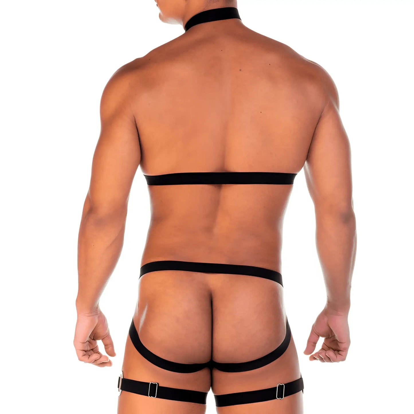 Black leather harness gigo 2 fetiche with adjustable straps and metal buckles designed for fetish wear