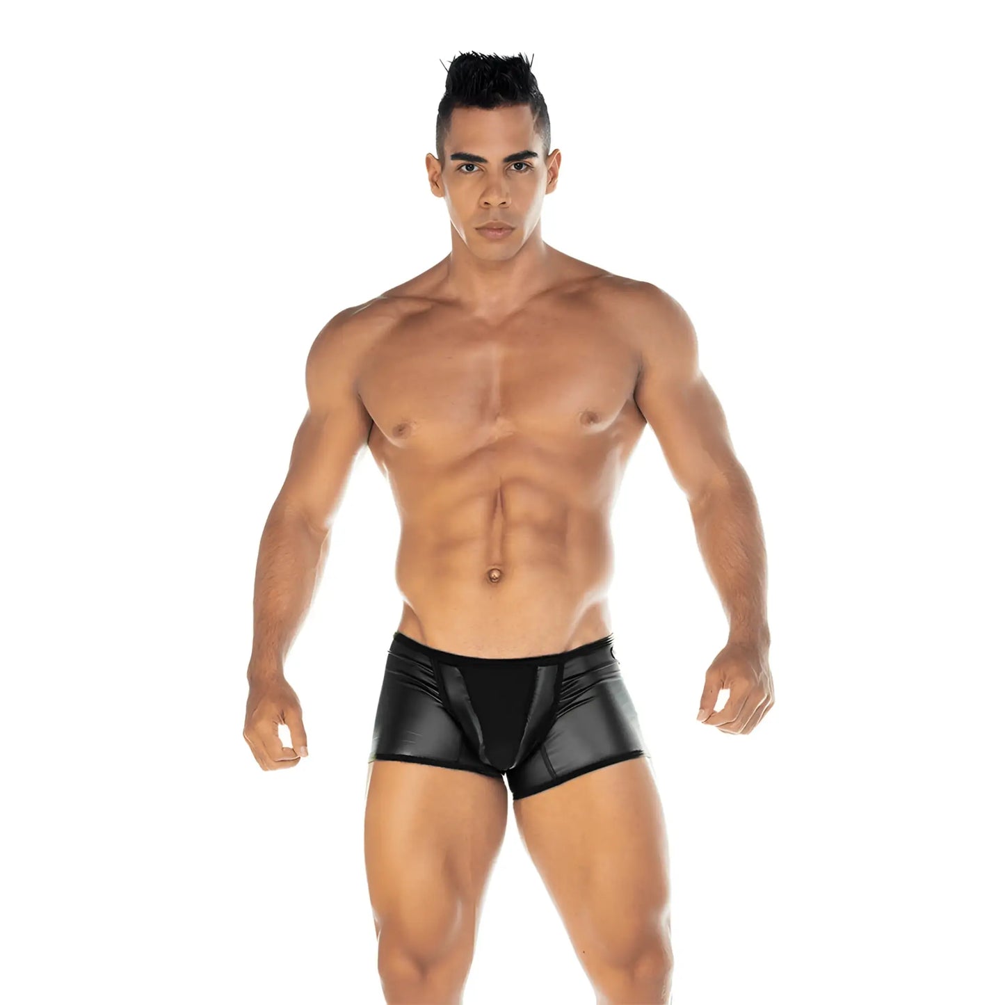 Black shiny faux leather briefs gigo 2 fetiche black trunk with sleek trunk design for stylish wear