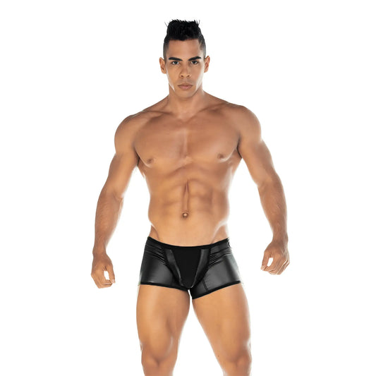 Black shiny faux leather briefs gigo 2 fetiche black trunk with sleek trunk design for stylish wear