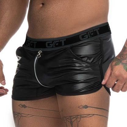 Short à ourlet incurvé et double fermeture éclair Gigo Fetish Noir AF65 Taille S